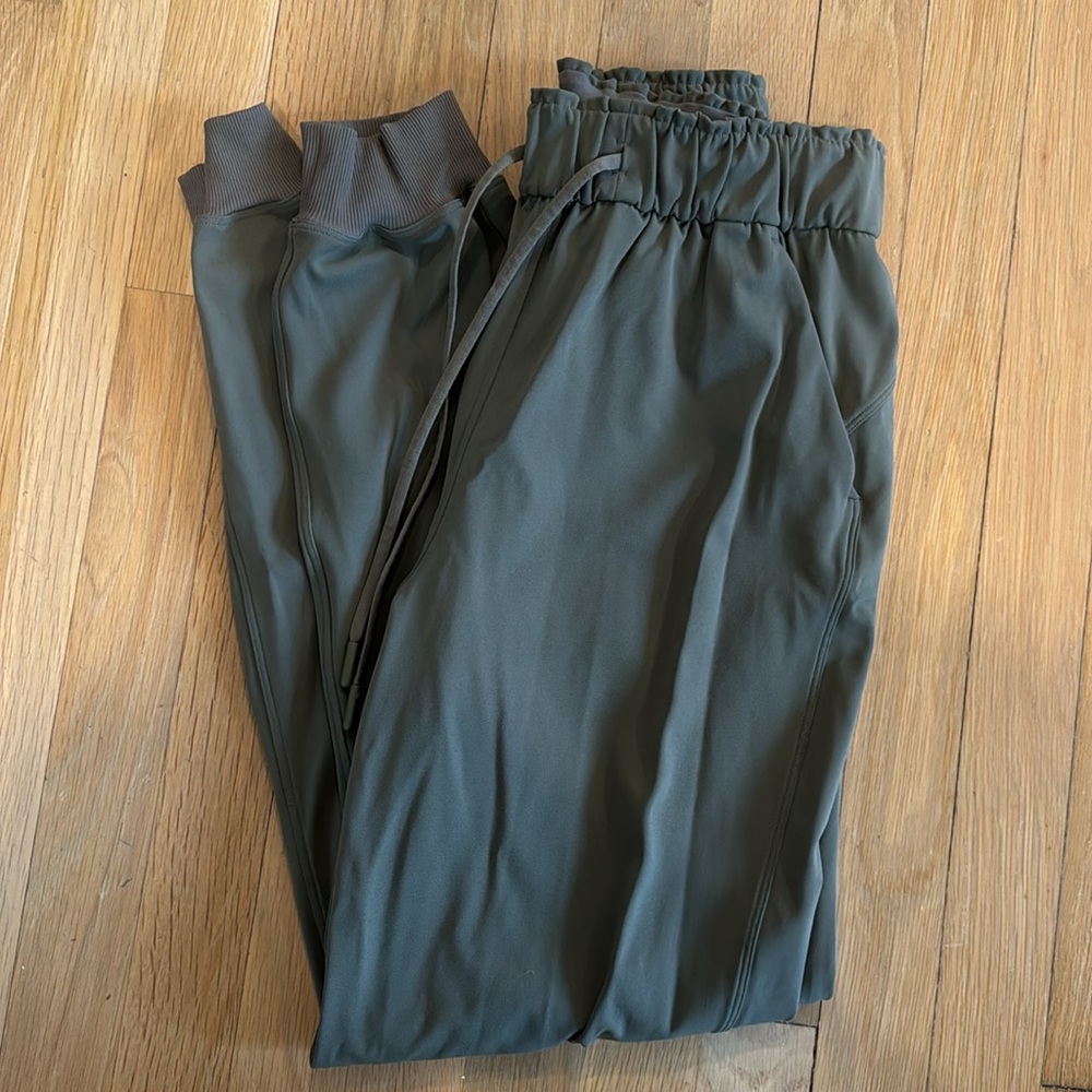 Lululemon stretch, high-rise, jogger, olive green